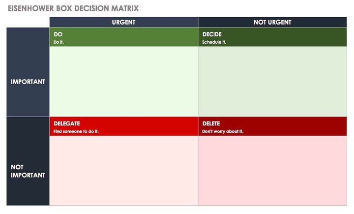 FREE templates of Decision Matrix on Excel